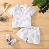 Baby Rainbow Leaves Printed Casual Shorts Suit